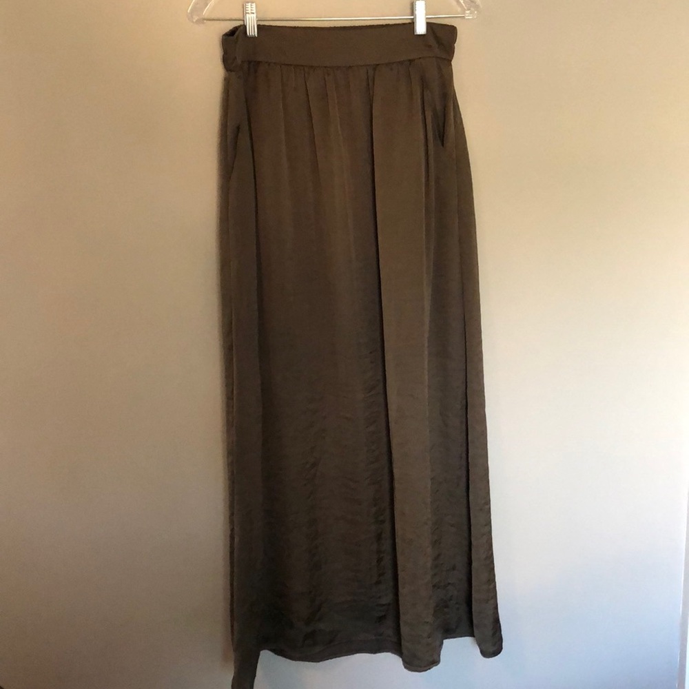 Forest green satin-y maxi skirt